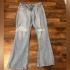 American Eagle Outfitters Light Blue Distressed Flare Jeans